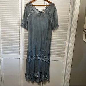 Sundance Sheer Lace Trim Dress